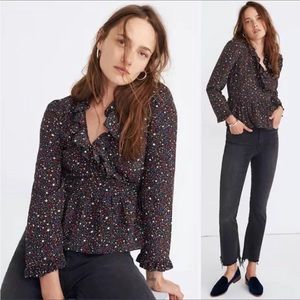 MADEWELL Silk Ruffle Wrap Top